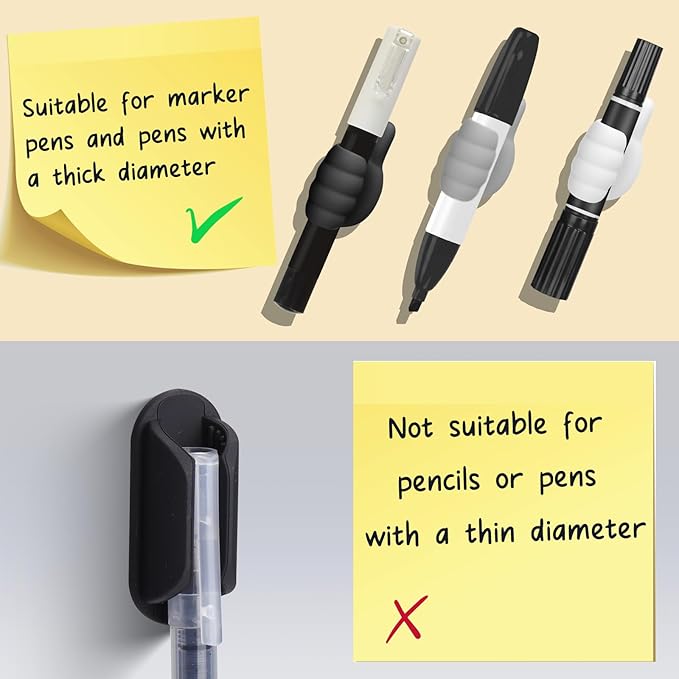 AIERSA Thumb Silicone Marker Holder for Whiteboard, Dry Erase Adhesive Marker Holder, Sticky Marker Clip for Classroom Desk, Clipboard, Lockers, Wall Single Marker Organizer for School Office Supplies