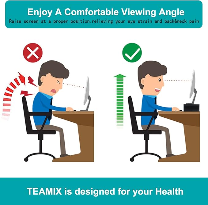 TEAMIX 2 Tiers Desktop Monitor Stand Riser 20 Inch Printer Stand with Storage Small TV Riser Laptop Wooden Desk Organizer Shelf Bookshelf Maple (Natural Maple, 2 Tiers)