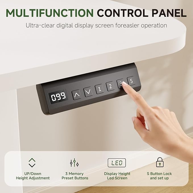 GTRACING Electric Standing Desk with Drawers, 55 x 24 Inches Height Adjustable Computer Desk with Monitor Stand, Laptop Stand, Sit Stand up Desk with Memory Preset for Home, Office, White