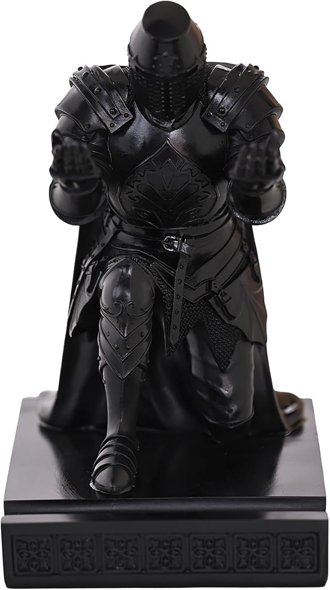 Medieval Templar Vanguard Officer Knight Pen Holder Pen Stand Desk Organizers and Accessories Resin Mobile Phone Stand as Gift for Office and Home Desk Organizer (Black)