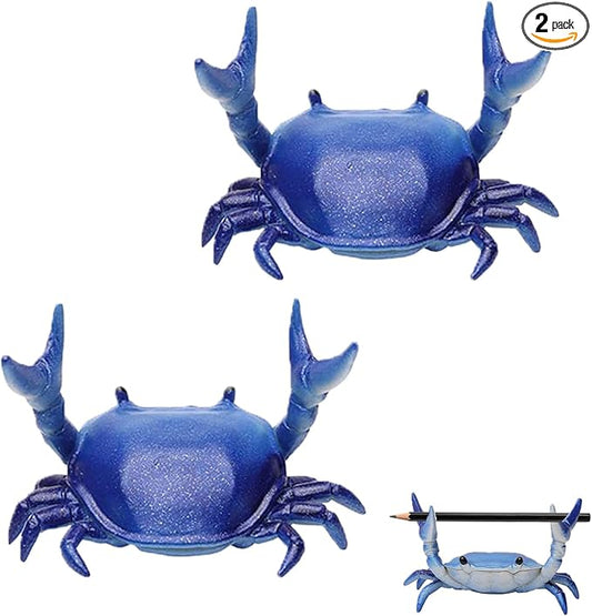 2-Pack Crab Pen Holder for Desk, Weightlifting Crabs Desk Pen Organizer, Cute Pencil Holder Desktop Organizer Storage Accessories, Funny Desk Decor for School, Home, Office Supplies (2PCS-Blue)