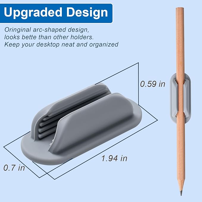20 Pack Adhesive Pencil Holders for Desk,Silicone Flexible Pen Holder for Wall, Office, School,Home,Classroom Must Haves,Teacher Essentials Accessories,Desk Organizer,Art Supply,Small Gift(20, Gray)
