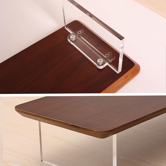 SUIBIAN Wooden Monitor Stand Riser with Wireless Charging 31.5Inch Large, Computer Monitor Stand,Wooden Desktop Organizer Shelf for Office Desk Computer,Laptop,TV (Walnut Wood)