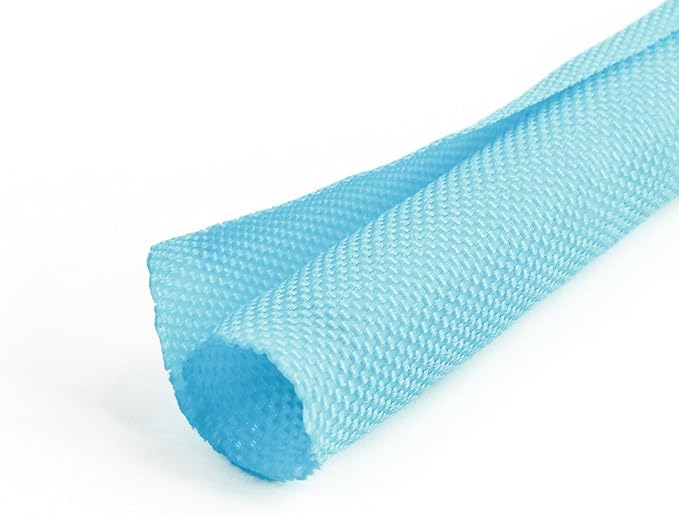 3/8 inch Split Braided Cable Management Sleeve for USB Cable Power Cord Audio Video Cable, Wire Loom Cord Protector from Cat Dog Chewing (Sky Blue, 25FT)