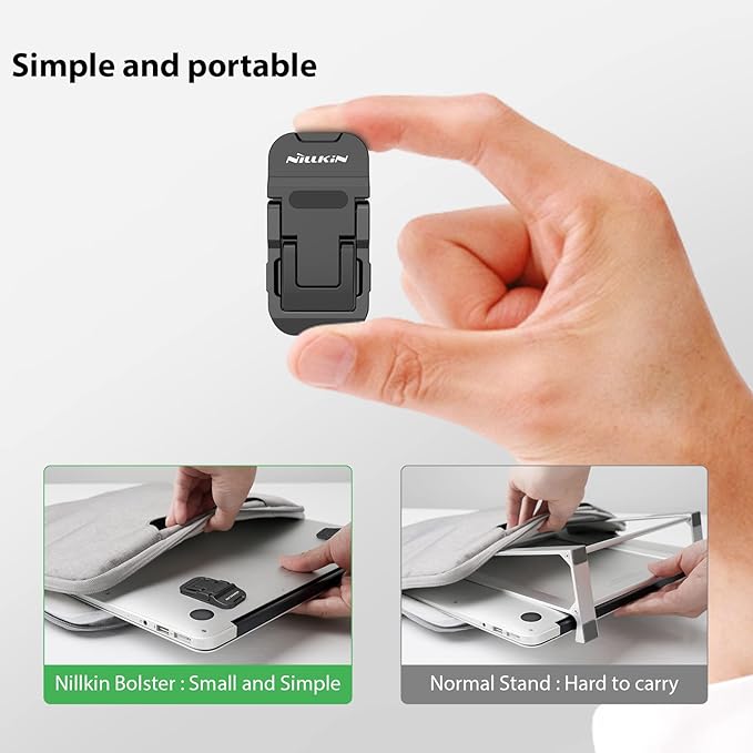 Nillkin Portable Laptop Stand with 3 Adjustable Angles, Flip Keyboard Riser Feet for Most Keyboards, Computer Keyboard Stand for Desktop, MacBook, HP and Other 10-17 Inches Laptop Feet Riser, Black