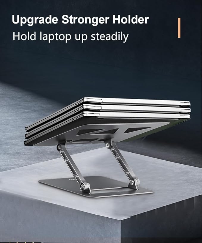 Adjustable Laptop Stand for Desk,Portable Laptop Stand Holder and Riser,Foldable Aluminum Notebook Computer Stands for MacBook Air Pro HP Lenovo Dell Samsung Chromebook, 10-15.6 inch, Grey
