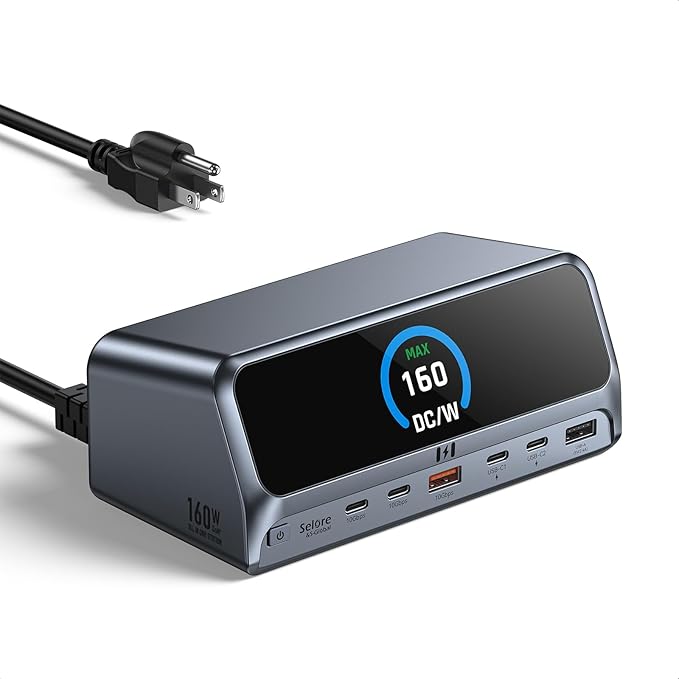 Selore 13-in-1 Laptop Docking Station with 2.26" LCD Display, 160W Max Output, Dual 4K HDMI, 10Gbps USB A/C Ports, Gigabit Ethernet, 100W PD for MacBook, Dell, HP, Lenovo and More