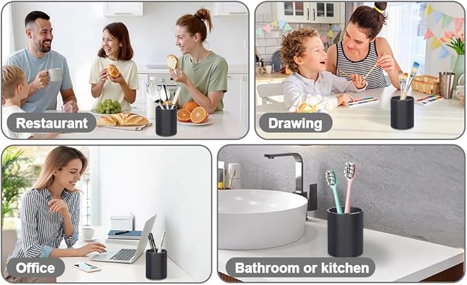 Metal Pen Holder Aluminum Pencil Holder Desktop Organizer Black for Office, School, Home 3.15 x 3.15 x 3.94 Inches-Black