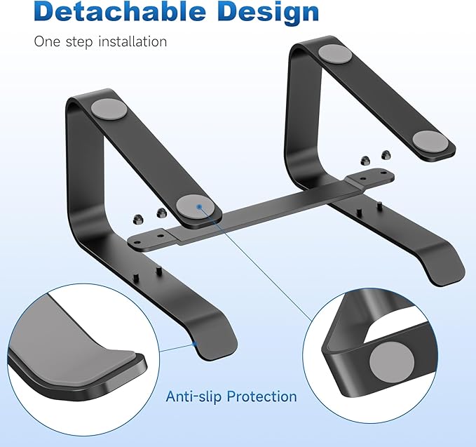 suptek Aluminum Laptop Stand,Ergonomic Detachable Computer Laptop Stand for Desk,Ventilated Cooling Design,Notebook Riser Compatible with MacBook Air/Pro, Dell, HP, Lenovo More 10-16" Laptops, Black