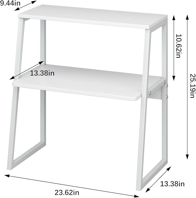 Printer Stand for Desk, Desktop Printer Shelf, 3 Tier Desk Shelf for top of Desk, Large Printer Stands Office Organization Shelves for Home Office Printer Fax Book, White