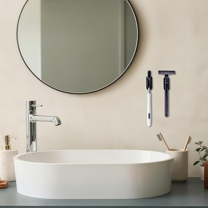 10 Pack Adhesive Pencil Holders for Desk,Silicone Flexible Pen Holder for Wall, Office, School,Home,Classroom Must Haves,Teacher Essentials Accessories,Desk Organizer,Art Supply,Small Gift (10, Black)