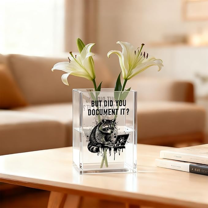 But Did You Document It Acrylic Cosmetic Organizer Pen Holder, Funny Acrylic Desk Holder Cup for Pen Pencil, Sarcastic Office Gifts for Coworker Mentor, Humorous Gifts for Racoon Lover Staff