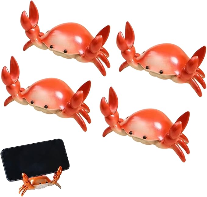 4-pack Desk Crab Pen Holder, Creative Crab Pen Holder, Metal Weightlifting Crabs Penholder Bracket Storage, Desk Pen Stand for Office Desk Display Decorations, Unique Gift Idea (4Pcs Red)