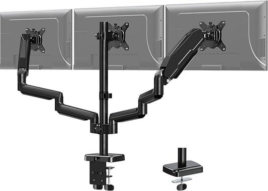 MOUNT PRO Triple Monitor Mount for 13-27 inch Screens, 3 Monitor Desk Mount, Height Adjustable Triple Display Stand, Full Motion Three Computer Arm Hold up to 17.6lbs Each, VESA 75x75, 100x100
