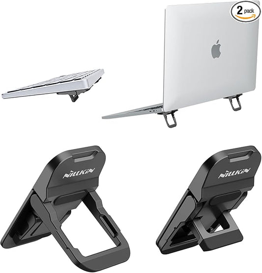 Nillkin Portable Laptop Stand with 3 Adjustable Angles, Flip Keyboard Riser Feet for Most Keyboards, Computer Keyboard Stand for Desktop, MacBook, HP and Other 10-17 Inches Laptop Feet Riser, Black