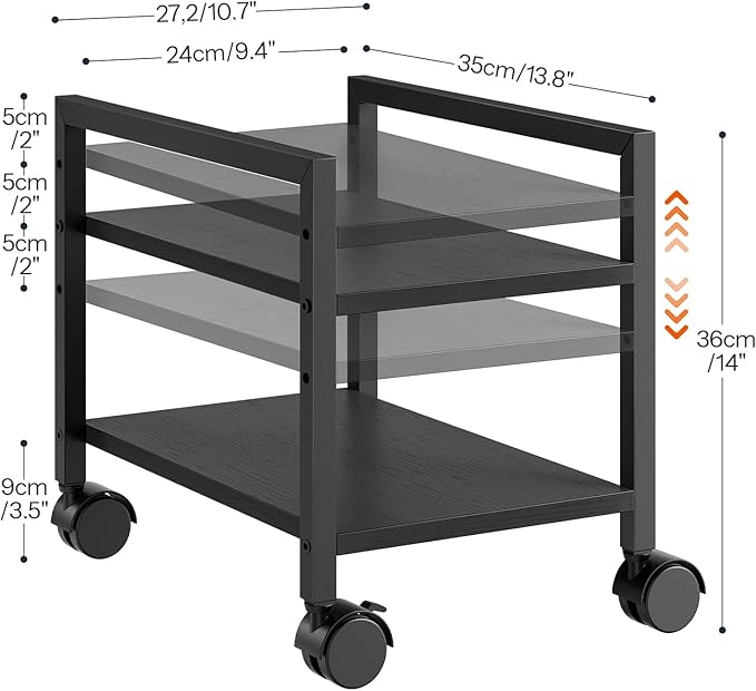 HOOBRO PC Stand, 2-Tier PC Tower Stand Fits Most Computer Towers, CPU Holder for Floor, Height Adjustable, CPU Stand with Wheels Under Desk, for Home Office, Black BB11CJ01