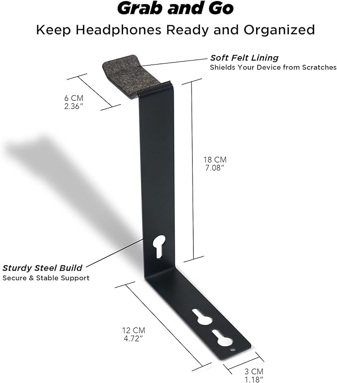 Moodular Add-ons Headphone Stand [Accessory Only - Requires Moodular Wooden Monitor Stand Slide Rails for Use] Black MSA-HS