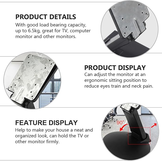Uonlytech Adjustable Folding Monitor Stand Base for 14-27 Inch LCD Screens, Desktop Computer Monitor Riser with 1.5-Inch Thick Support Holding Up to 6.5Kg for Home and Office Use