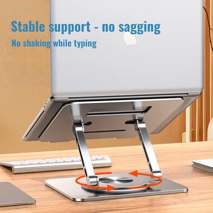 360° Swivel Laptop Stand - 2.5mm Heavy-Duty Aerospace Aluminum, Adjustable Height & Angle, Sturdy Yet Lightweight，Ergonomic Desk Mount for 10-17" MacBook/Dell/HP,Silver