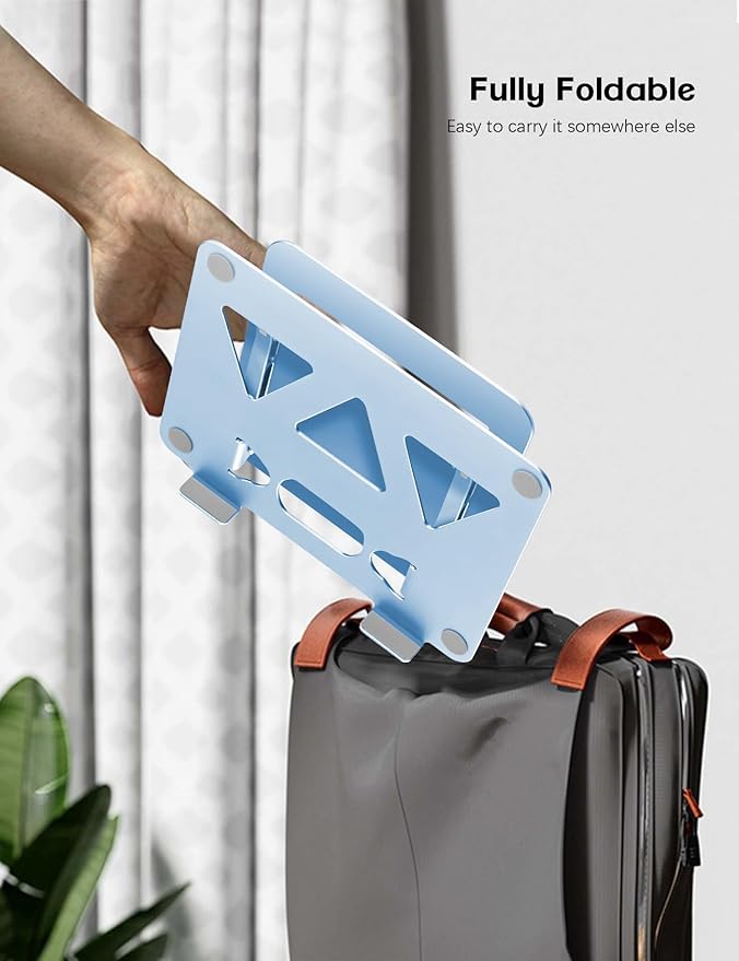 Adjustable Laptop Stand for Desk,Portable Laptop Stand Holder and Riser,Foldable Aluminum Notebook Computer Stands for MacBook Air Pro HP Lenovo Dell Samsung Chromebook, 10-15.6 inch, Sky Blue