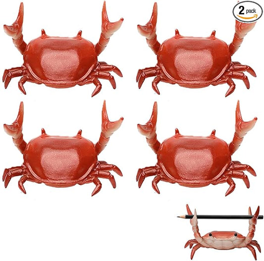 2-Pack Crab Pen Holder for Desk, Weightlifting Crabs Desk Pen Organizer, Cute Pencil Holder Desktop Organizer Storage Accessories, Funny Desk Decor for School, Home, Office Supplies (4PCS-Red)