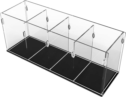 Acrylic Clear Pencil Holder Pen Holder 4 Compartments,Brush Holder Countertop Desk Organizers and Storage for Pen,Pencil,Desk Accessories,Makeup Brush,Stationary and Art Supplies(Assembly Required)