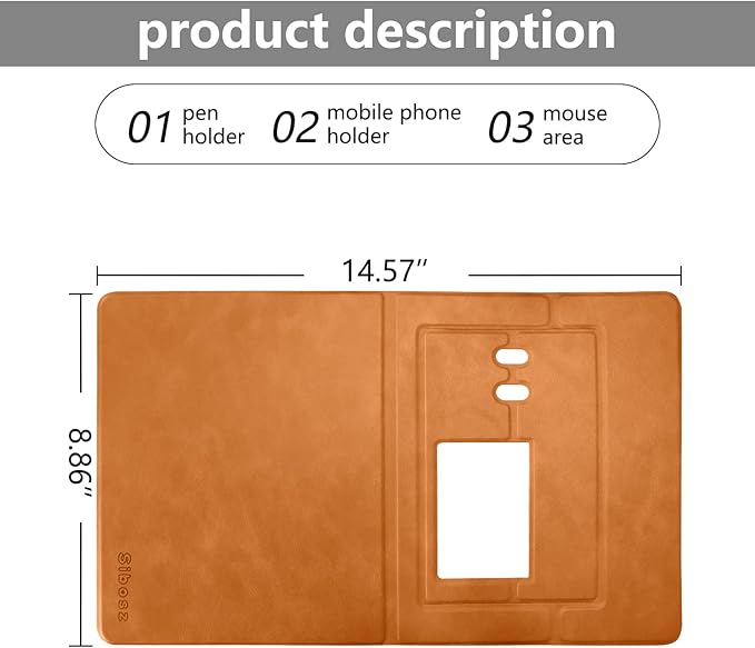 Premium PU Leather 3-in-1 Mouse Pad with Phone Stand and Pen Holders, 9.7x7.7 inches Organizer Desk Mat for Reception counters and Home Office (Brown 1Pack)