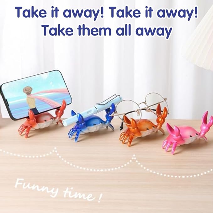 4-pack Desk Crab Pen Holder, Creative Crab Pen Holder, Metal Weightlifting Crabs Penholder Bracket Storage, Desk Pen Stand for Office Desk Display Decorations, Unique Gift Idea (4Pcs Red)