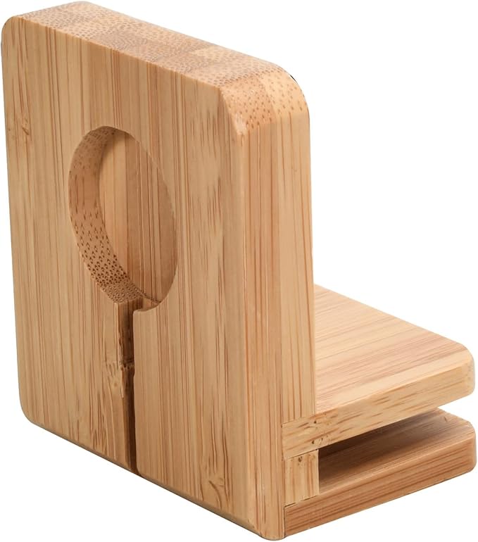 MobileVision Slim Bamboo Charging Station & Compatible Adapter for Apple Watch Multi Device Organizer, Smartphones, Tablets, Laptops & More
