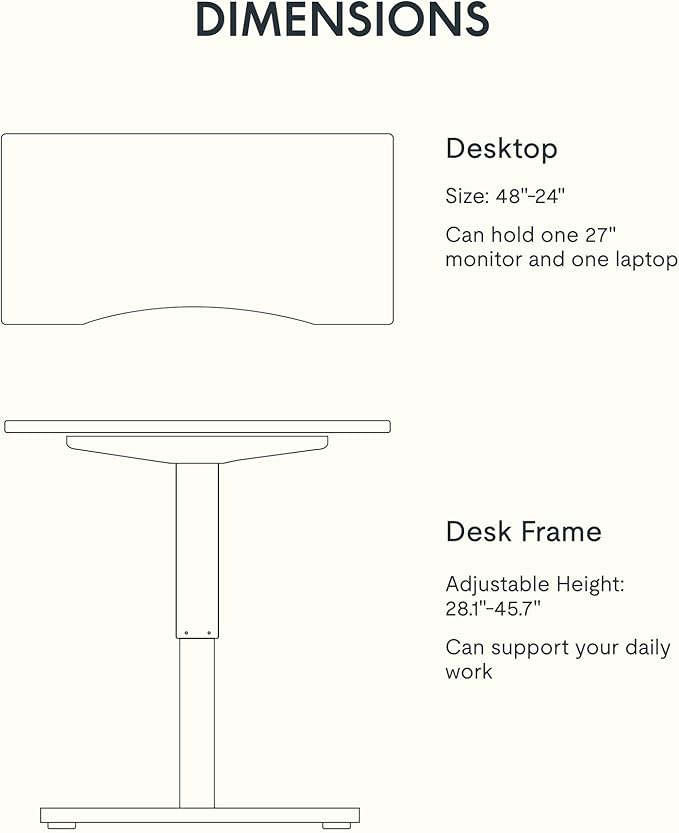 FLEXISPOT Bamboo Electric Standing Desk with Elegant Oval Legs & Curved Desktop, 48"x24" Height Adjustable Desk for Home Office & Living Spaces, White Frame