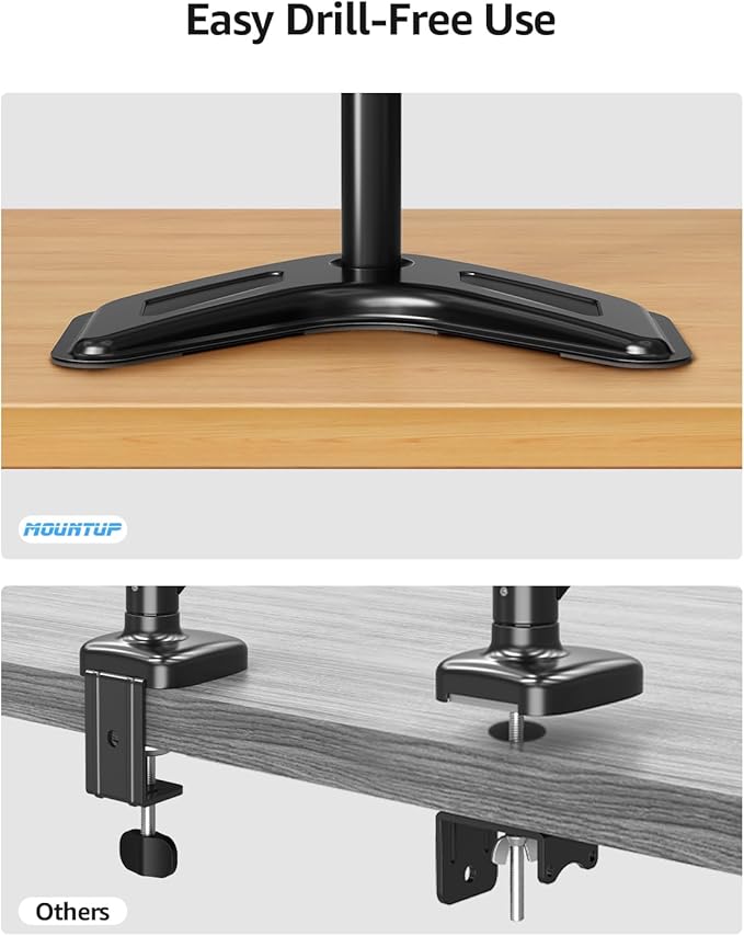 MOUNTUP Single Monitor Stands, Freestanding VESA Monitor Desk Mount fits 13'' to 32'' Computer Screen with Height Adjustable, Swivel, Tilt, Rotation, Holds up to 17.6 lbs, VESA 75x75/100x100 MU0023