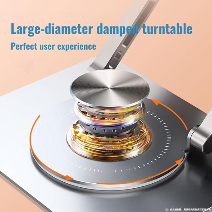 360° Swivel Laptop Stand - 2.5mm Heavy-Duty Aerospace Aluminum, Adjustable Height & Angle, Sturdy Yet Lightweight，Ergonomic Desk Mount for 10-17" MacBook/Dell/HP,Silver