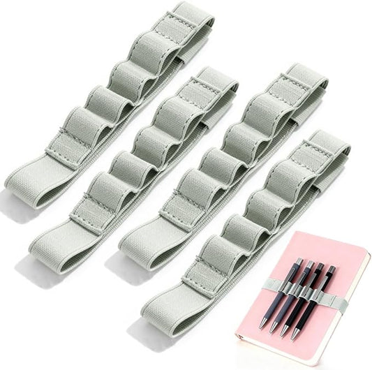 4-Pack Pen Loop Holder, Elastic Pen Loops for Notebook, Journaling, Office, Stretchable Pencil Organizer, Anti-Loss Desk Accessories (Green)