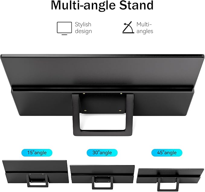 Portable Monitor 15.6 Inch 1080P FHD USB-C HDMI Ultra-Slim Travel Monitor with Kickstand & Speakers, IPS Gaming Display Screen Extender for Laptop PC Mac Phone PS Xbox Switch