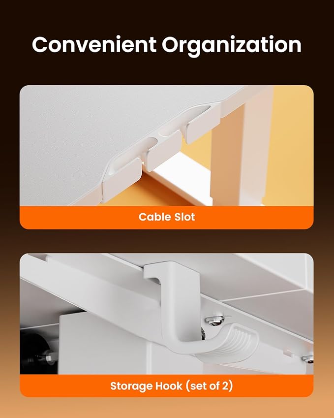 ErGear Electric Standing Desk, 44 x 24 Inches Height Adjustable Stand up Desk, Sit Stand Home Office Desk, with Two-Piece Desktop (White)