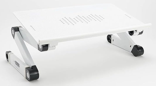 Uncaged Ergonomics WorkEZ Adjustable Laptop Stand for Desk, Laptop Stand Adjustable Height, Foldable Aluminum Cooling Computer Holder & Riser for Desk Bed, White, XL