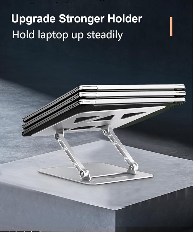 Adjustable Laptop Stand for Desk,Portable Laptop Stand Holder and Riser,Foldable Aluminum Notebook Computer Stands for MacBook Air Pro HP Lenovo Dell Samsung Chromebook, 10-15.6 inch, Silver