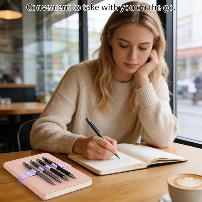 4-Pack Pen Loop Holder, Elastic Pen Loops for Notebook, Journaling, Office, Stretchable Pencil Organizer, Anti-Loss Desk Accessories (Purple)