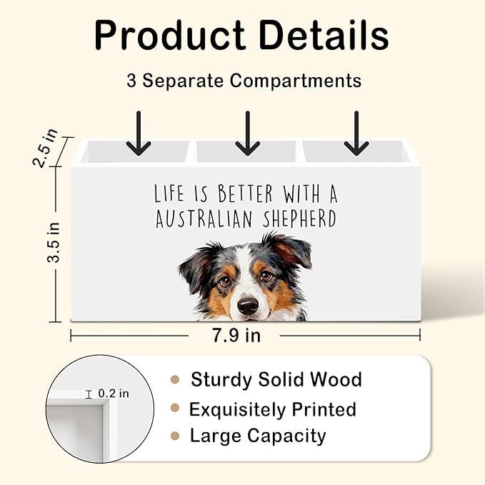 Australian Shepherd Dog Gifts Pen Pencil Holder for Desk, Funny Dog Gift Office Desk Accessories, Life Is Better with a Australian Shepherd Pen Holders Organizer for Classroom Bathroom Decor