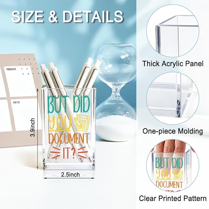 But Did You Document It Acrylic Cosmetic Pencil Holder Cup, Pen Holder for Home Office Desk Accessories for Coworker Boss Nurse HR, Office Desk Pen Organizer, Marker Holder, Funny Work Gifts