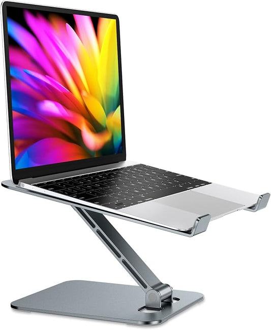 Foldable Laptop Stand, Height Adjustable Ergonomic Computer Stand for Desk, Aluminum Portable Laptop Riser Notebook Mount Compatible with MacBook Pro Air, HP, Dell 10-16" (Gray)