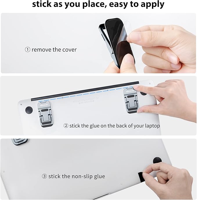 Nillkin Portable Laptop Stand with 3 Adjustable Angles, Flip Keyboard Riser Feet for Most Keyboards, Computer Keyboard Stand for Desktop, MacBook, HP and Other 10-17 Inches Laptop Feet Riser, Gray