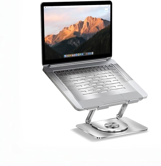 Laptop Stand, Heavy-Duty Metal Laptop Riser for Desk, Ergonomic Height & Angle Adjustment for 10–16.2″ Laptops, Silver