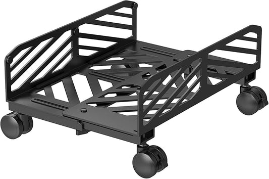 Suptek Computer Tower Stand,7.28 to 11.81 inch Wide Adjustable CPU Steel Rolling Stand,Under Desk or Floor Mobile CPU Stand Holder with Locking Caster Wheels,Gaming PC Holder, Black