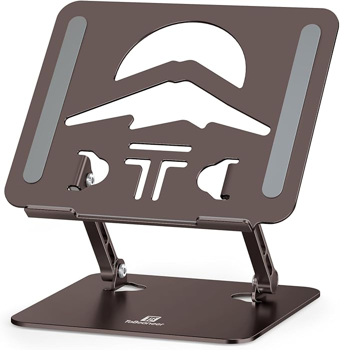 Laptop Stand, Ergonomic Adjustable Computer Stand for Collaborative Work, Foldable and Portable Heat Sink Computer Stands, Fits up to 15.6-inch Laptops (Coffee Brown)