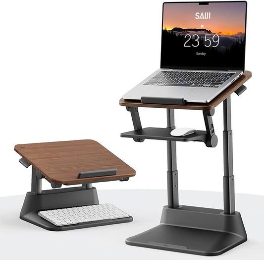 SAIJI Laptop Stand for Desk, Stable Standing Laptop Riser with Foldable Mouse Pad, Standing Computer Stand with 4 Adjustable Height Up to 20.47", Tall Stand Fit All Laptops Under 17.3"