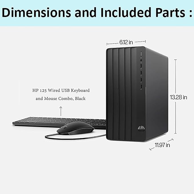 HP Desktop Computer Tower PC for Home Student & Business, 13th Gen Intel Quad-Core Processor, 16GB DDR4 RAM, 256GB PCIe SSD, WiFi Adapter, VGA, HDMI, RJ-45, Keyboard and Mouse, Windows 11 Home