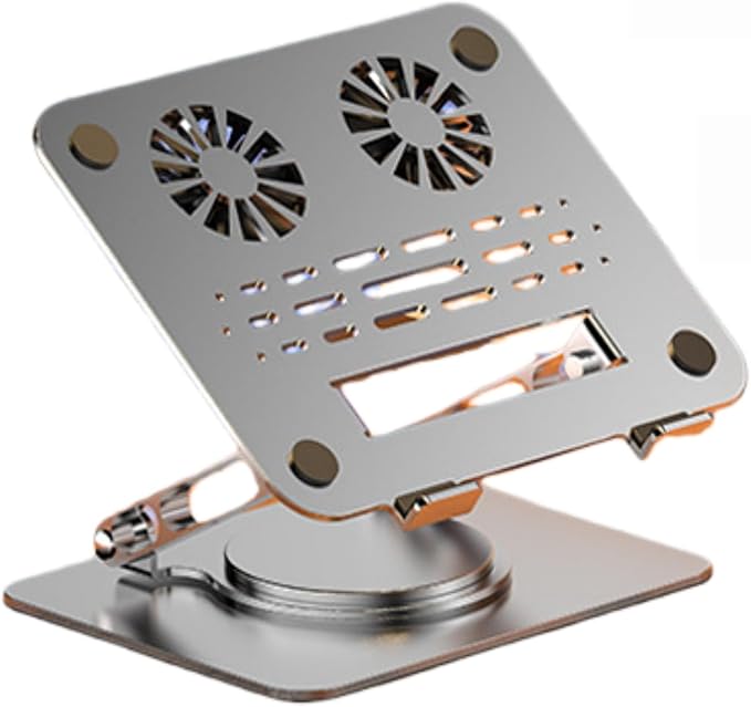 Adjustable Laptop Stand with 360° Rotating Base, Ergonomic Foldable Portable Riser Compatible with MacBook Pro Air, 10-16 Inch, Black (Black)