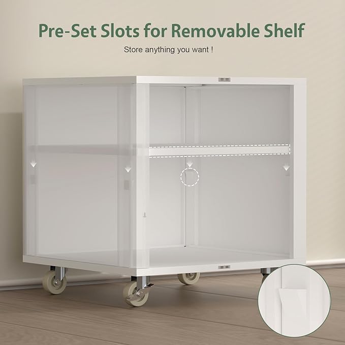 Metal Printer Stand, Rolling Table for Printers, Large 3D Printers Table with Storage, Office Printer Stand for Copier, Fax, Heavy Duty Stands with Shelf for School, Workplace, White