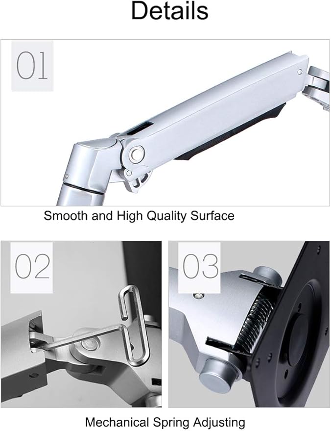 XSJ8012WT Aluminum Alloy Mechanical Spring Arm Wall Mount Laptop Holder Full Motion Laptop Mount Arm Monitor Stand (Black)